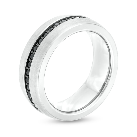 8.0mm Black Sapphire Wedding Band in Black Ion-Plated Tungsten