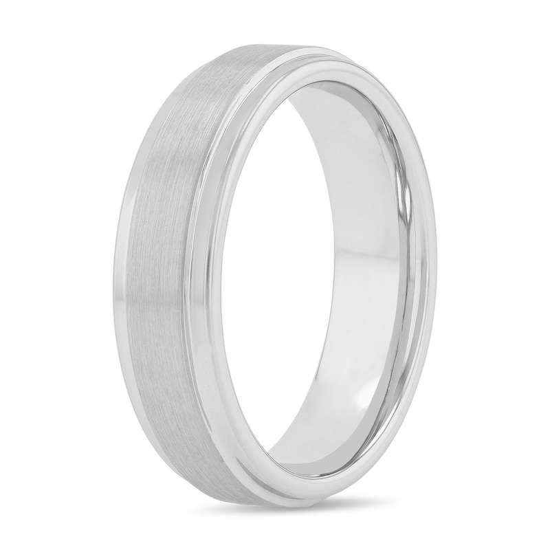 Main Image 2 of 6.0mm Engravable Stepped Wedding Band in White Tungsten (1 Line)