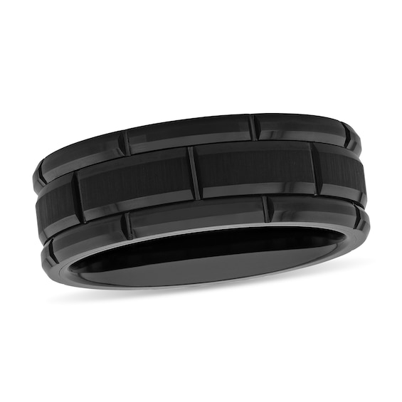 Men's 8.0mm Comfort Fit Black Ion-Plated Tungsten Wedding Band