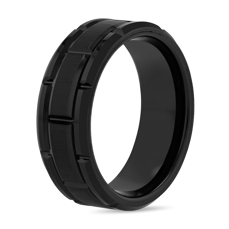 Main Image 2 of 8.0mm Comfort Fit Black Ion-Plated Tungsten Wedding Band