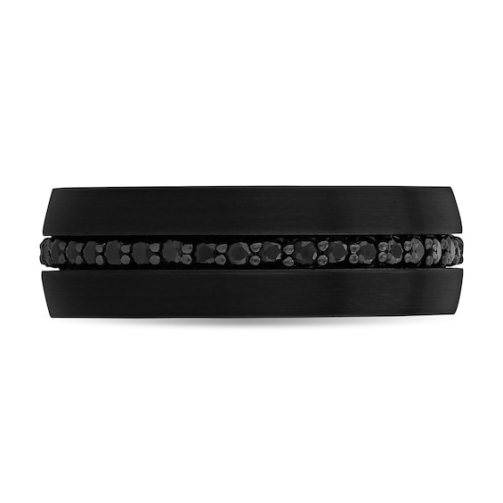 8.0mm Black Sapphire Wedding Band in Black Ion-Plated Tungsten