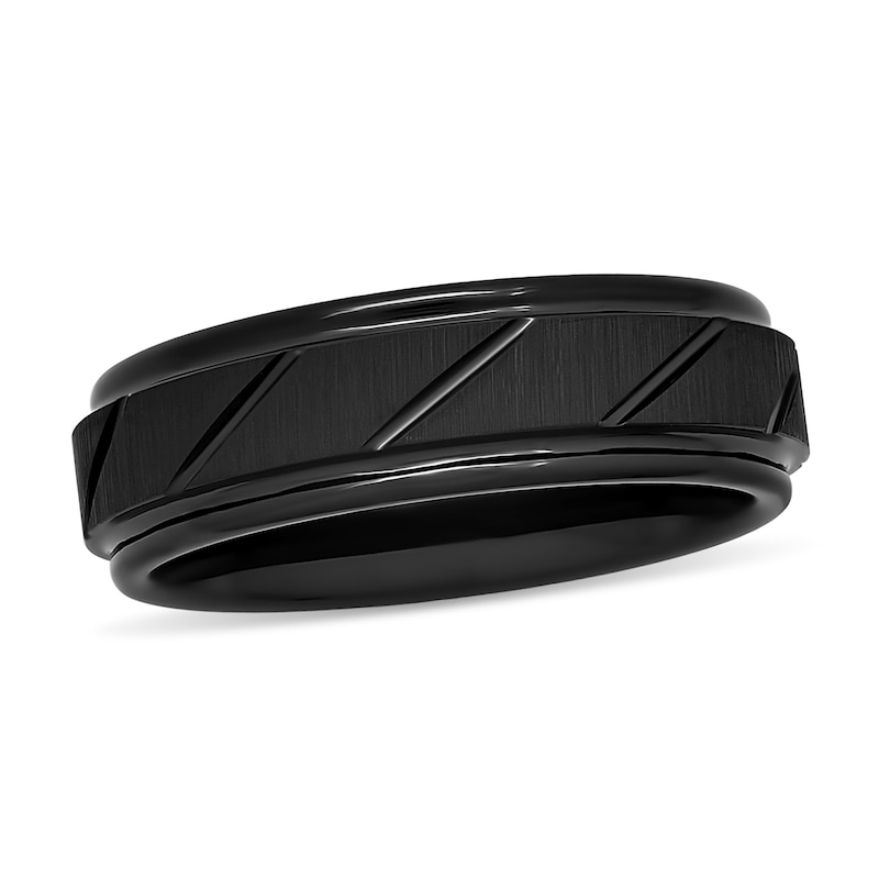 Men's 8.0mm Comfort Fit Black IonPlated Tungsten Wedding Band Zales