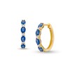 Thumbnail Image 1 of Oval Blue Sapphire and 1/8 CT. T.W. Diamond Alternating Hoop Earrings in 10K Gold