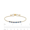 Thumbnail Image 3 of Oval Blue Sapphire and 1/8 CT. T.W. Diamond Alternating Bolo Bracelet in 10K Gold - 9"