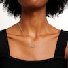 Thumbnail Image 2 of Blue Sapphire and 1/4 CT. T.W. Diamond Alternating Curved Bar Necklace in 10K Gold