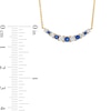 Thumbnail Image 4 of Blue Sapphire and 1/4 CT. T.W. Diamond Alternating Curved Bar Necklace in 10K Gold