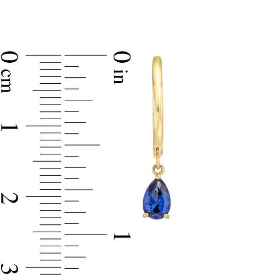 Pear-Shaped Blue Lab-Created Sapphire Solitaire Drop Earrings in 10K Gold