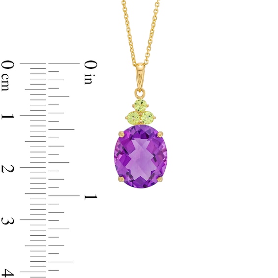 Oval Amethyst and Peridot Pendant in 10K Gold