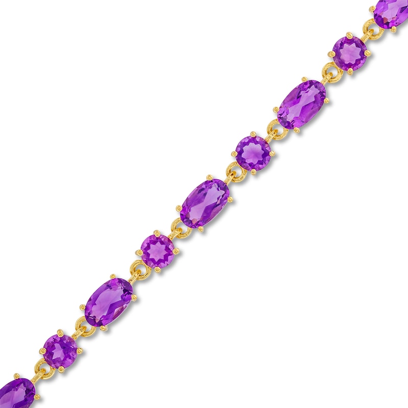 Oval and Round Amethyst Bolo Bracelet in 10K Gold