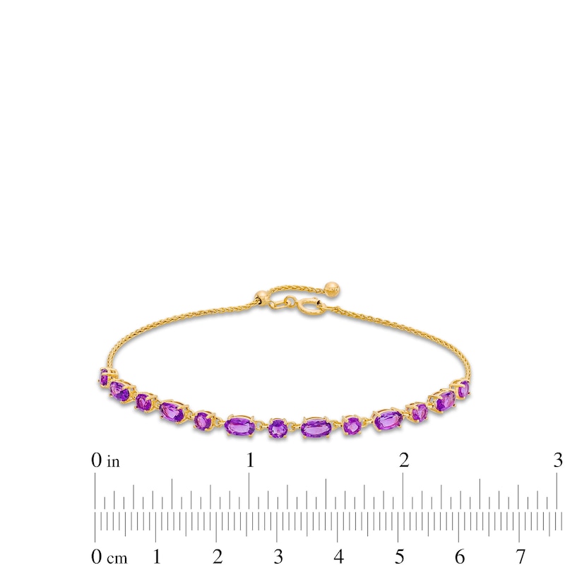 Oval and Round Amethyst Bolo Bracelet in 10K Gold