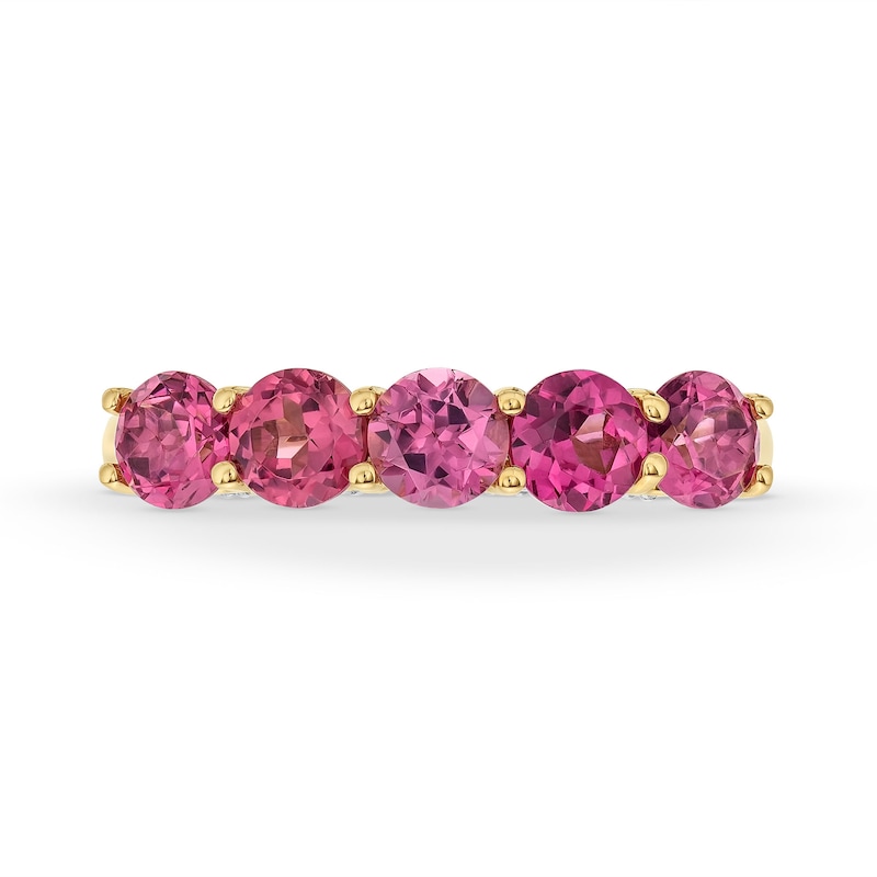 Rhodolite Garnet and 1/5 CT. T.W. Diamond Five-Stone Ring in 10K Gold