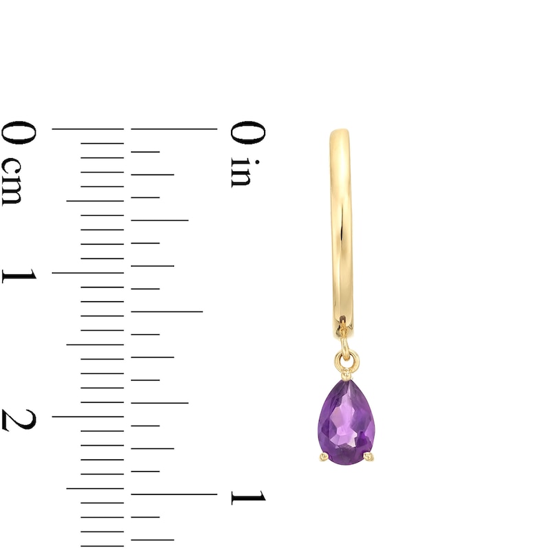 Main Image 3 of Pear-Shaped Amethyst Drop Earrings in 10K Gold