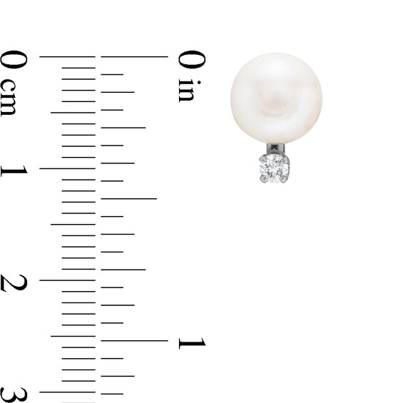 6.0-6.5mm Akoya Cultured Pearl and 1/20 CT. T.w. Diamond Stud Earrings in 14K White Gold