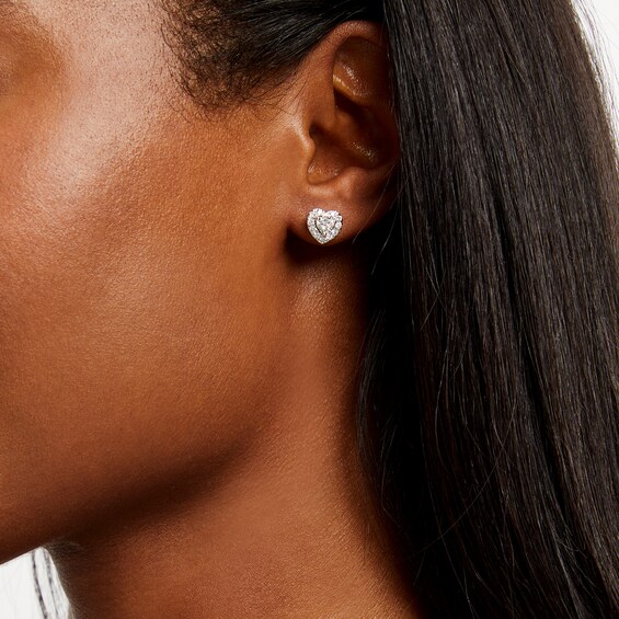 1 CT. T.w. Certified Multi-Lab-Grown Diamond Heart Earrings in 14K White Gold (F/Si2)
