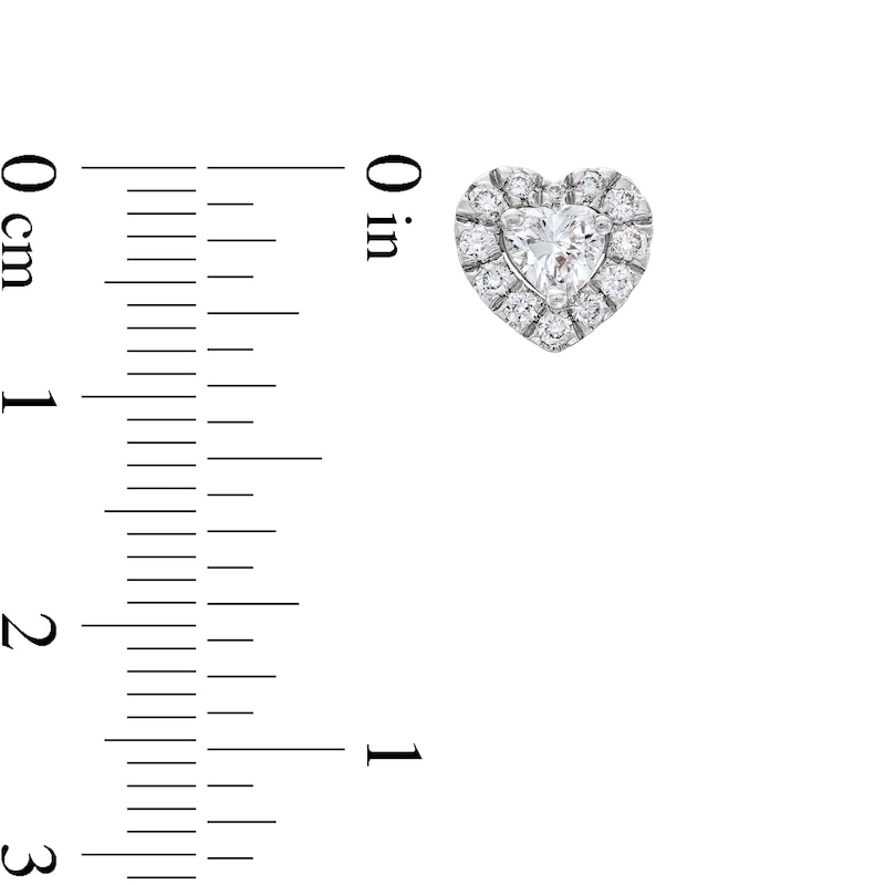Main Image 3 of 1 CT. T.W. Certified Multi-Lab-Grown Diamond Heart Earrings in 14K White Gold (F/SI2)
