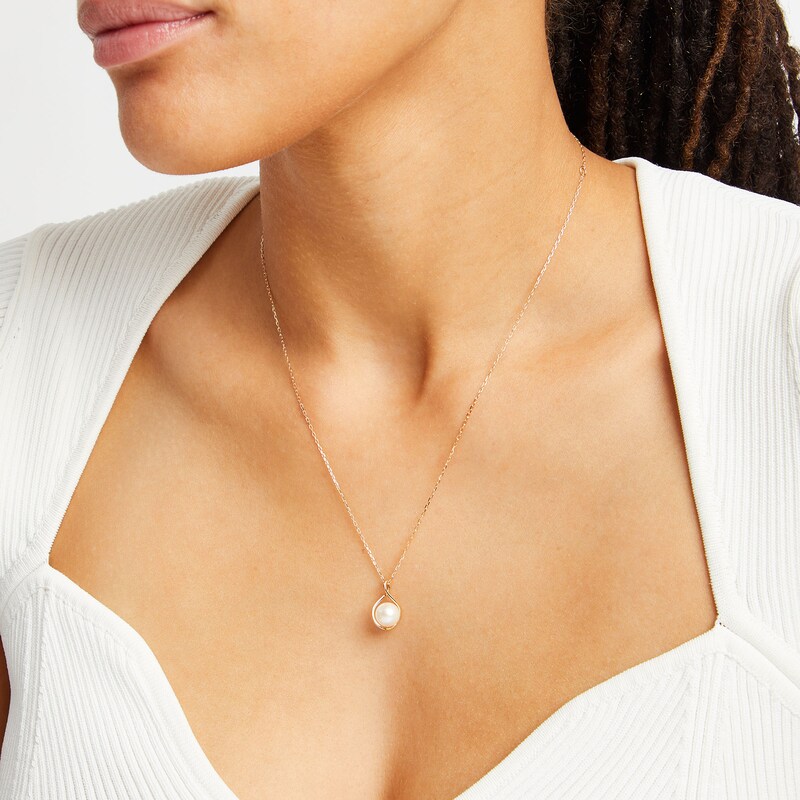 Main Image 2 of 8.0 x 8.5mm Freshwater Cultured Pearl Caged Drop Pendant in 14K Gold