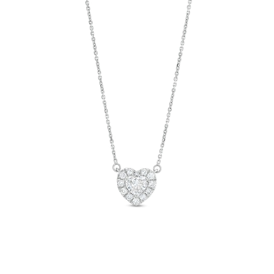 1/2 CT. T.w. Certified Heart-Shaped Lab-Grown Diamond Framed Pendant in 14K White Gold (F/Si2)