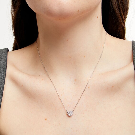1/2 CT. T.w. Certified Heart-Shaped Lab-Grown Diamond Framed Pendant in 14K White Gold (F/Si2)