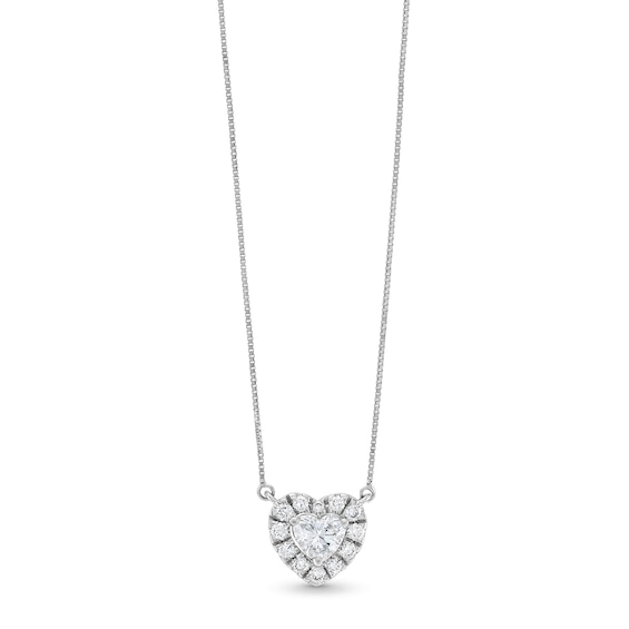 1/2 CT. T.w. Certified Multi-Lab-Grown Diamond Heart Necklace in 14K White Gold (F/Si2)