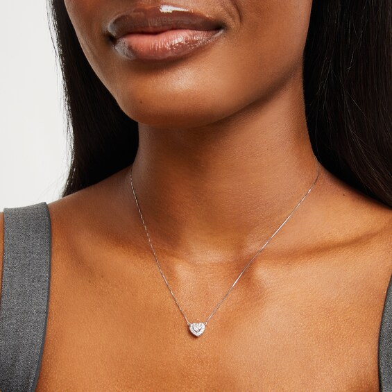 1/2 CT. T.w. Certified Multi-Lab-Grown Diamond Heart Necklace in 14K White Gold (F/Si2)