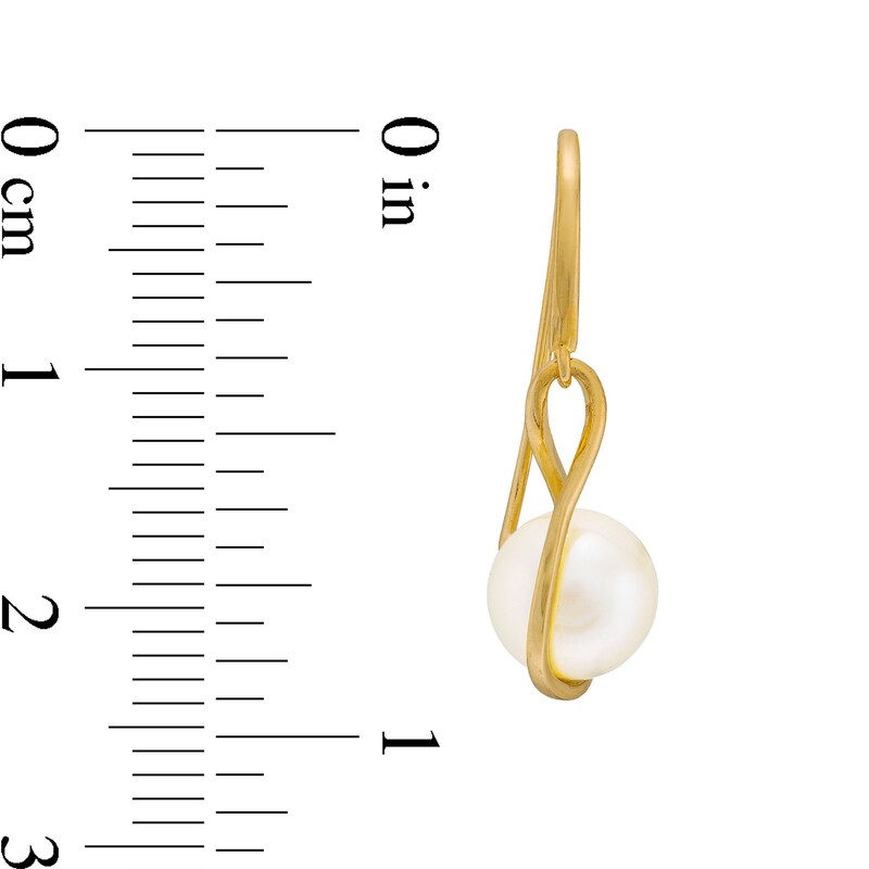 Main Image 3 of 7.0 x 7.5mm Freshwater Cultured Pearl Caged Drop Earrings in 14K Gold