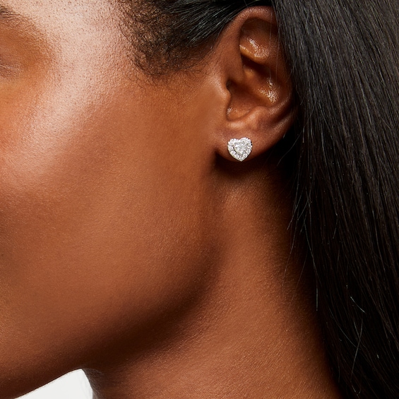 1 CT. T.w. Certified Heart-Shaped Lab-Grown Diamond Solitaire Stud Earrings in 14K White Gold (F/Si2)