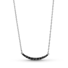 1/2 CT. T.W. Black Diamond Curved Bar Necklace in Sterling Silver