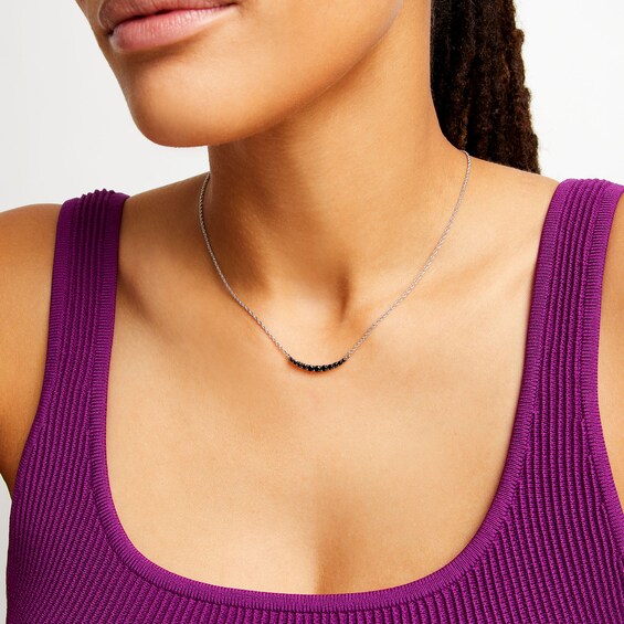 1/2 CT. T.w. Black Diamond Curved Bar Necklace in Sterling Silver