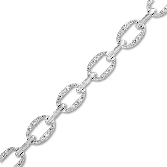 1/3 CT. T.w. Diamond Oval Link Bracelet in Sterling Silver - 7.0"