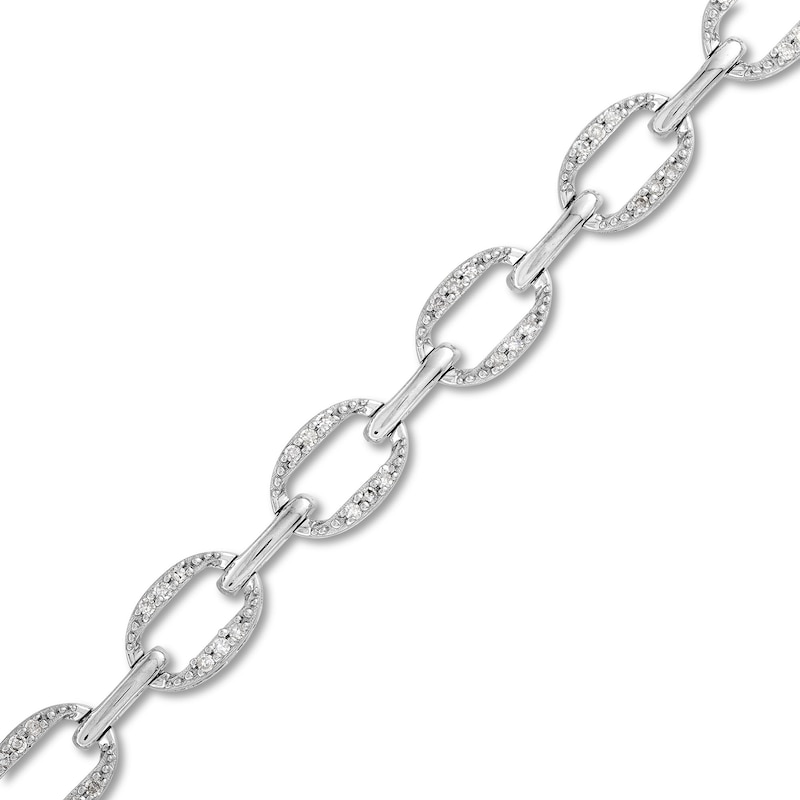Main Image 1 of 1/3 CT. T.W. Diamond Oval Link Bracelet in Sterling Silver - 7.0"