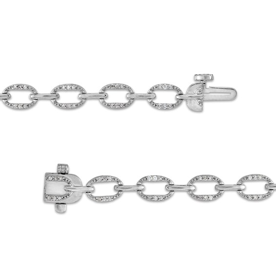 1/3 CT. T.w. Diamond Oval Link Bracelet in Sterling Silver - 7.0"