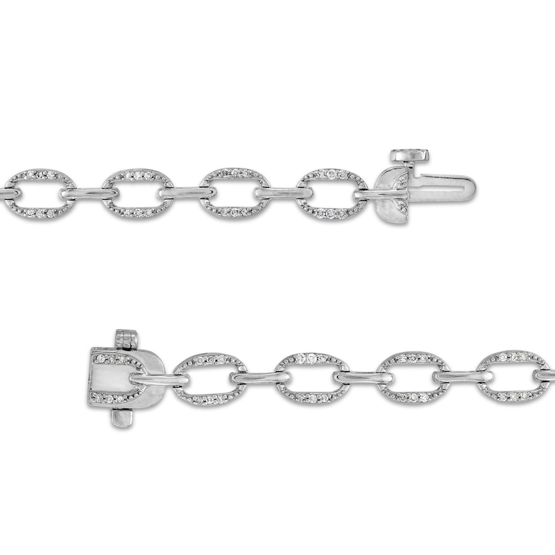 Main Image 3 of 1/3 CT. T.W. Diamond Oval Link Bracelet in Sterling Silver - 7.0"