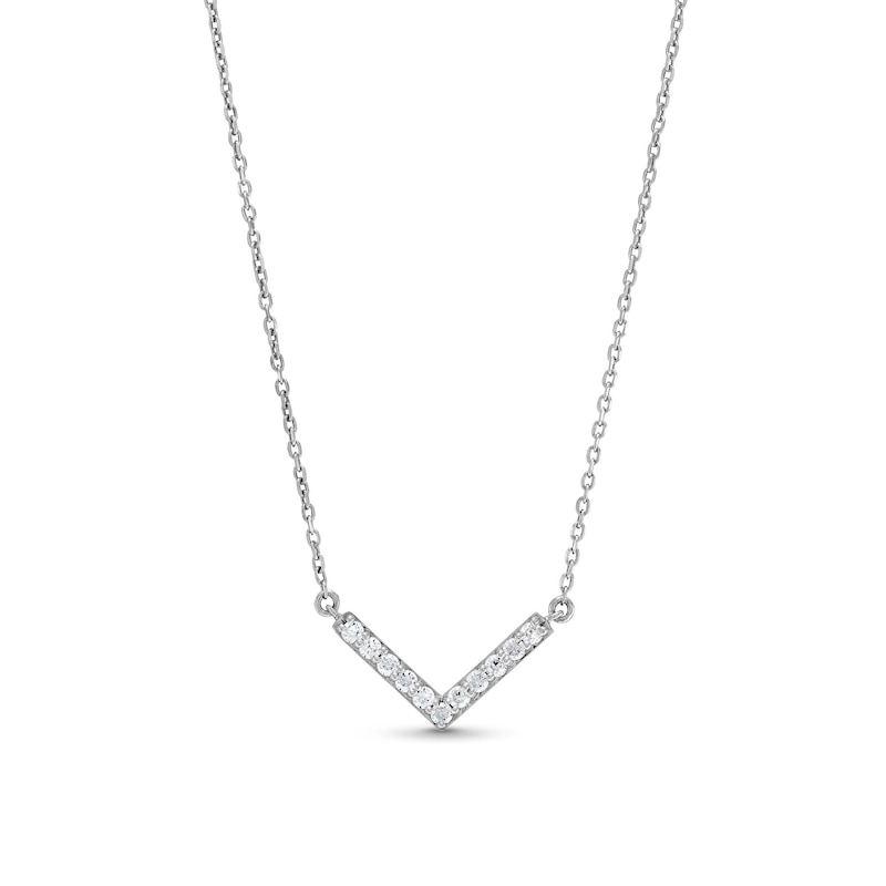 Main Image 1 of 1/5 CT. T.W. Diamond Chevron Necklace in 10K White Gold