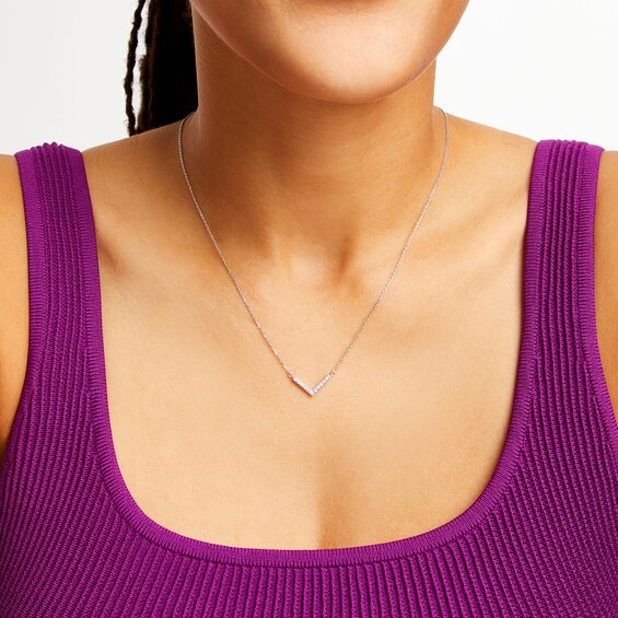 1/5 CT. T.w. Diamond Chevron Necklace in 10K White Gold
