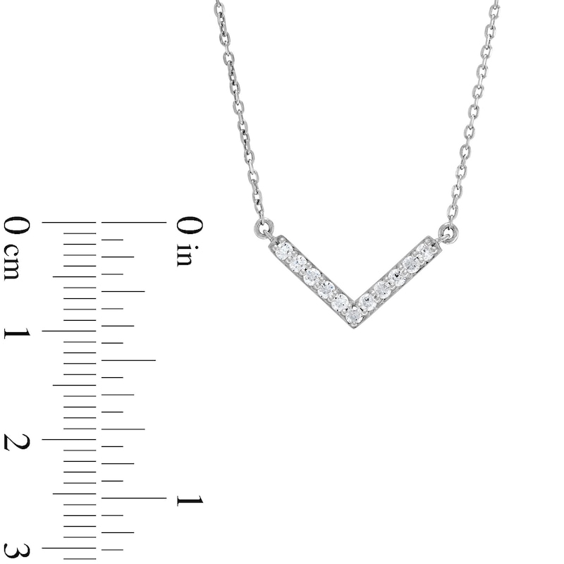Main Image 4 of 1/5 CT. T.W. Diamond Chevron Necklace in 10K White Gold