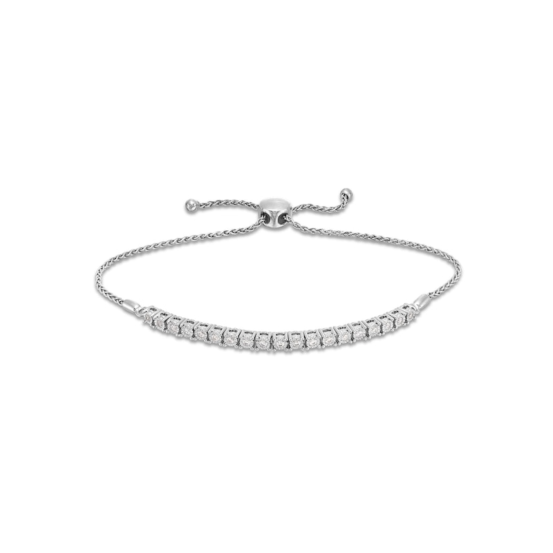 Main Image 1 of 1/4 CT. T.W. Diamond Miracle Line Bolo Bracelet in Sterling Silver - 9.0"