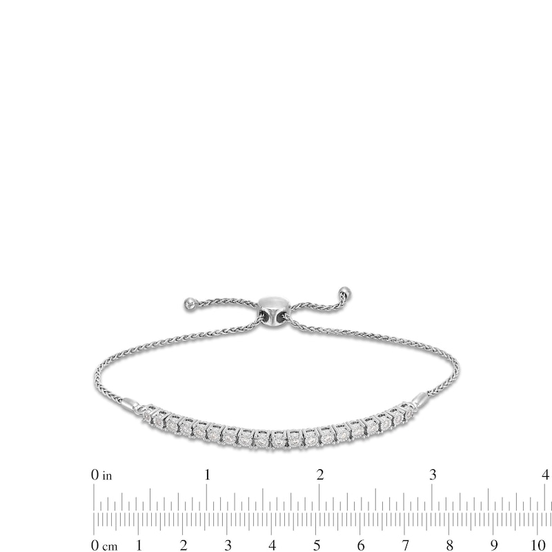 Main Image 3 of 1/4 CT. T.W. Diamond Miracle Line Bolo Bracelet in Sterling Silver - 9.0"