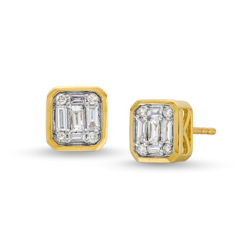 Main Image 1 of 3/8 CT. T.W. Cushion-Shaped Multi-Diamond Stud Earrings in 10K Gold