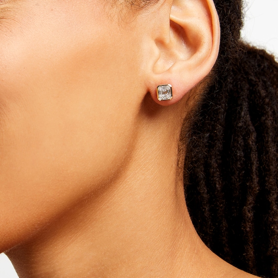 3/8 CT. T.w. Cushion-Shaped Multi-Diamond Stud Earrings in 10K Gold