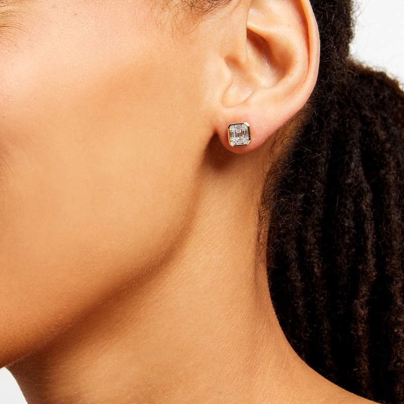 Main Image 2 of 3/8 CT. T.W. Cushion-Shaped Multi-Diamond Stud Earrings in 10K Gold