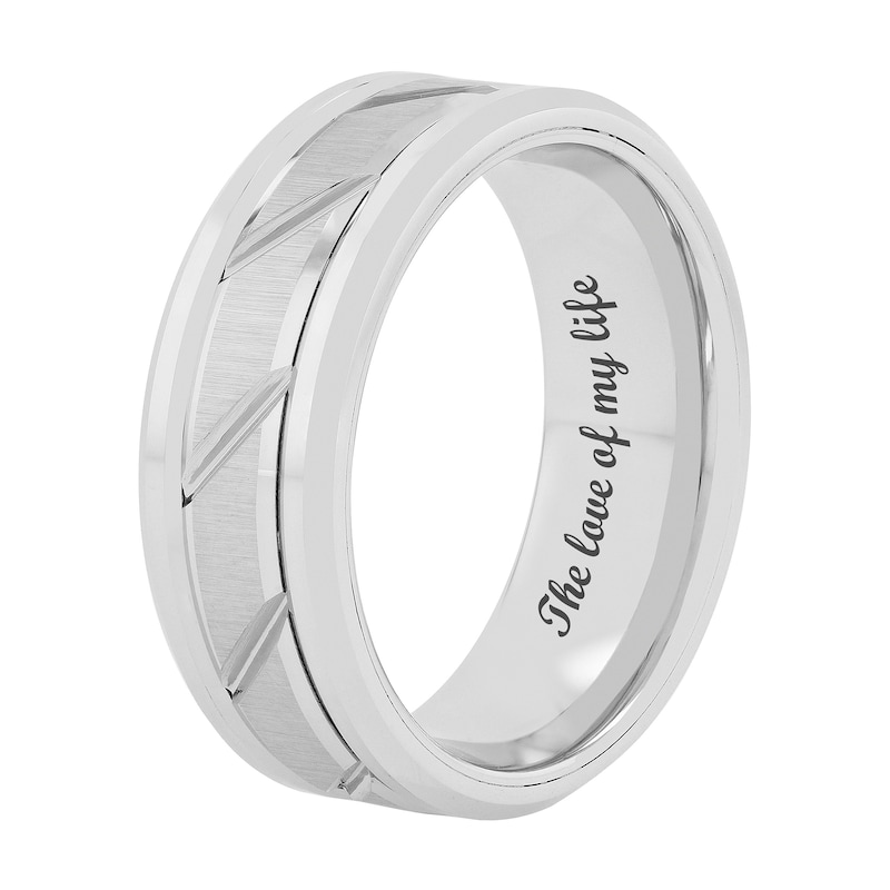 Main Image 3 of 8.0mm Comfort Fit Diagonal Grooved Tungsten Wedding Band