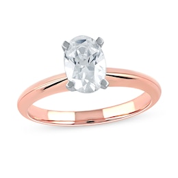 1 CT. Certified Oval Lab-Grown Diamond Solitaire Engagement Ring in 14K Rose Gold (F/VS2)