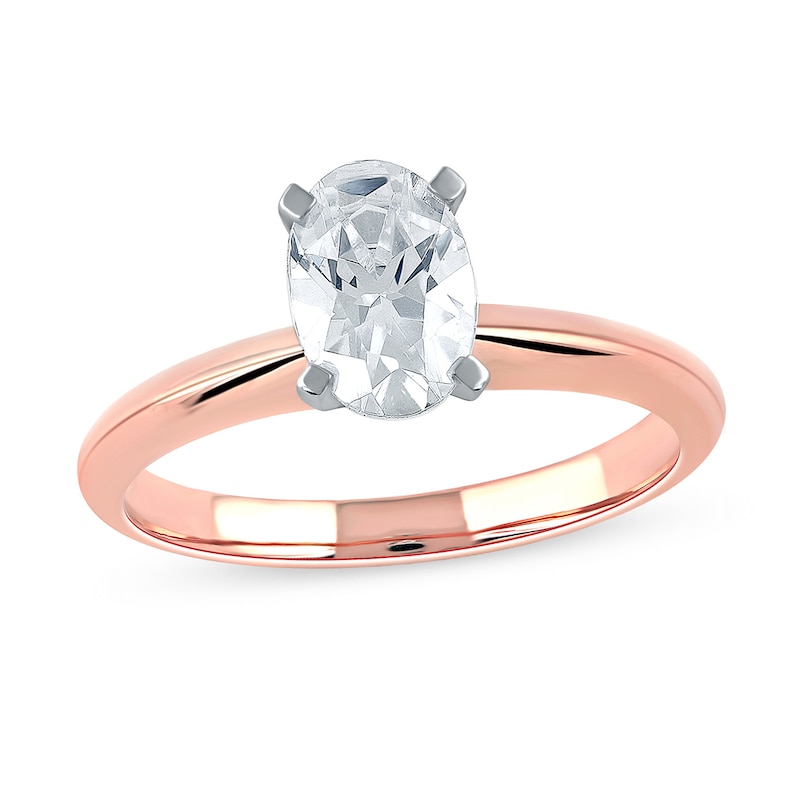 Main Image 1 of 1 CT. Certified Oval Lab-Grown Diamond Solitaire Engagement Ring in 14K Rose Gold (F/VS2)