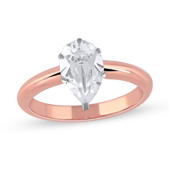 1 CT. Certified Pear-Shaped Lab-Created Diamond Solitaire Engagement Ring in 14K Rose Gold (F/Vs2)