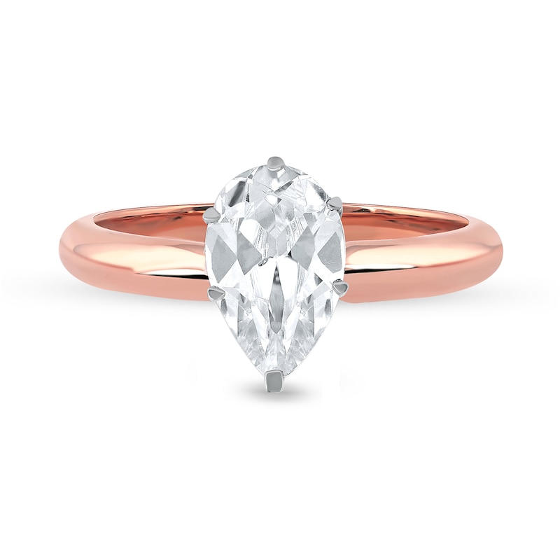 Main Image 3 of 1 CT. Certified Pear-Shaped Lab-Created Diamond Solitaire Engagement Ring in 14K Rose Gold (F/VS2)