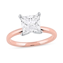 1-1/2 CT. Certified Princess-Cut Lab-Grown Diamond Solitaire Engagement Ring in 14K Rose Gold (F/VS2)