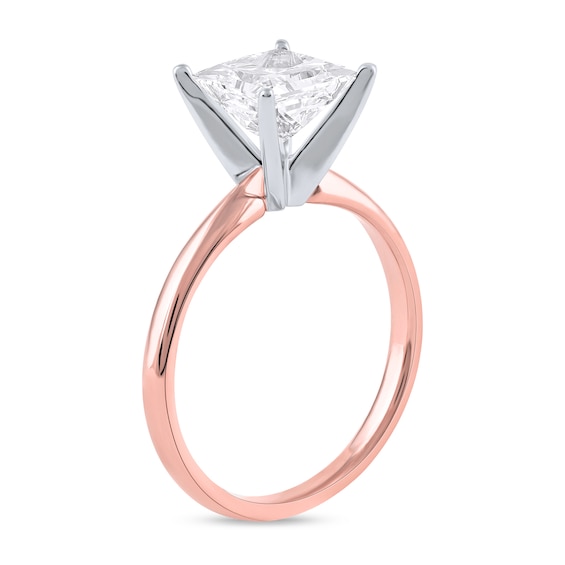 2 CT. Certified Princess-Cut Lab-Grown Diamond Solitaire Engagement Ring in 14K Rose Gold (F/Vs2)
