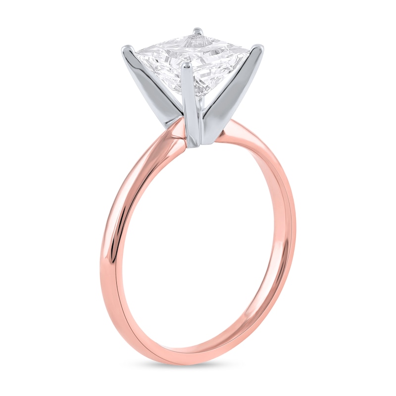 Main Image 2 of 2 CT. Certified Princess-Cut Lab-Grown Diamond Solitaire Engagement Ring in 14K Rose Gold (F/VS2)