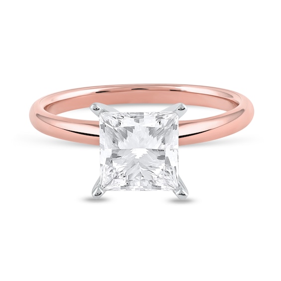 2 CT. Certified Princess-Cut Lab-Grown Diamond Solitaire Engagement Ring in 14K Rose Gold (F/Vs2)