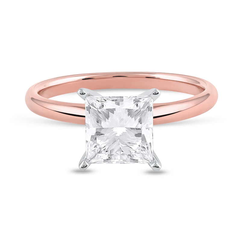 Main Image 3 of 2 CT. Certified Princess-Cut Lab-Grown Diamond Solitaire Engagement Ring in 14K Rose Gold (F/VS2)